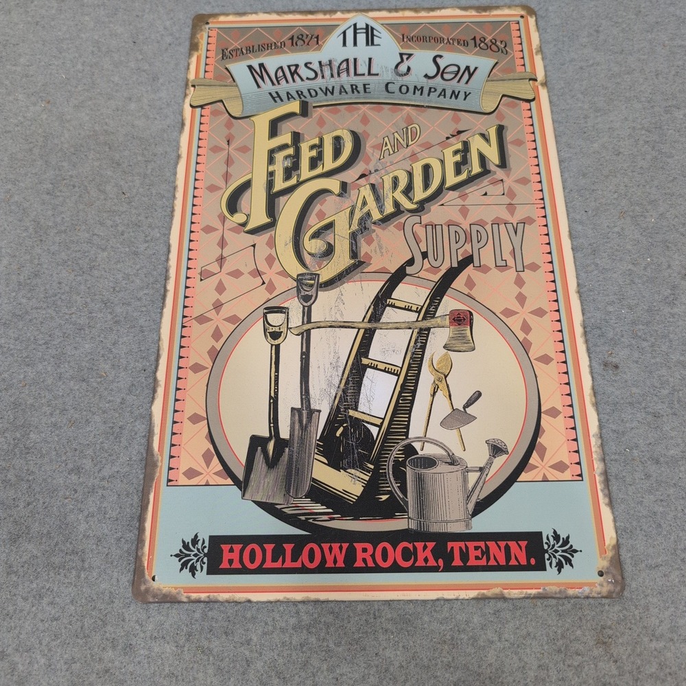 Marshall & Son Hardware Feed and Garden Supply Vintage Style Metal Tin Sign - Picture 1 of 3